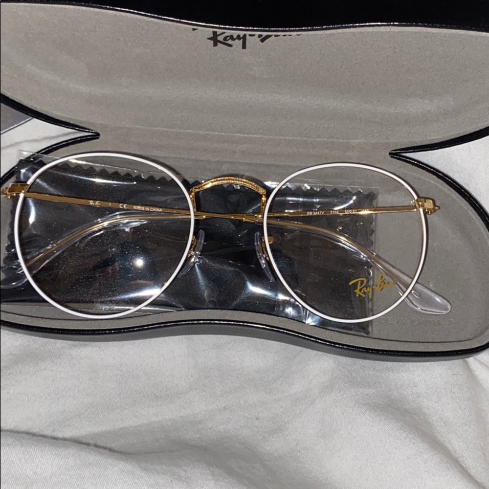 Rayban White Round Metal Optics